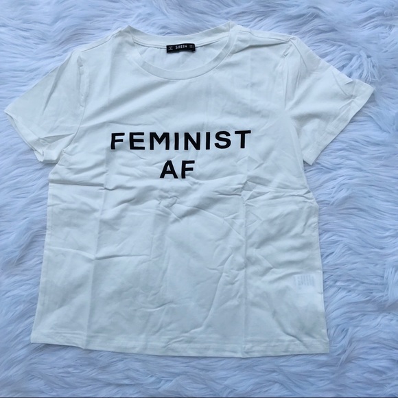 White Graphic T-shirt “FEMINIST AF” - Picture 6 of 6